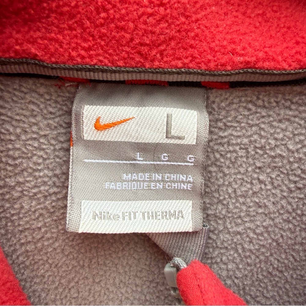 NIKE FIT Men’s Red Gray Fleece Full Zip Thermal Jacket Pockets Size Large - Picture 2 of 11